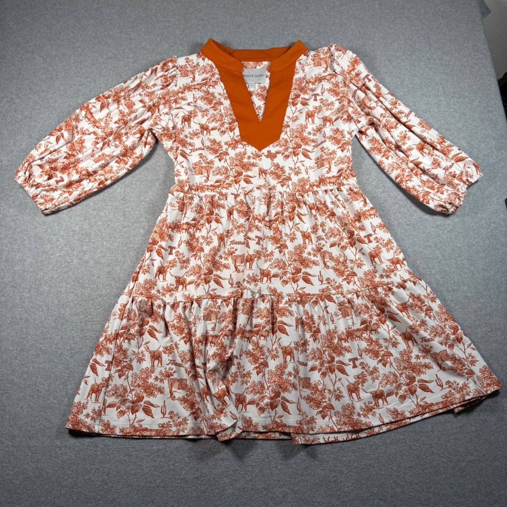 Smith & Quinn Texas Longhorns Tory Sun Dress Burnt Orange Toile NWT L